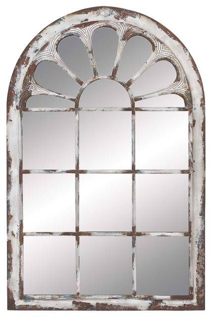 Arched Windowpane Metal Wood Wall Mirror, 34"x52" – Farmhouse With Regard To Arched Wall Mirrors (Photo 3 of 20)