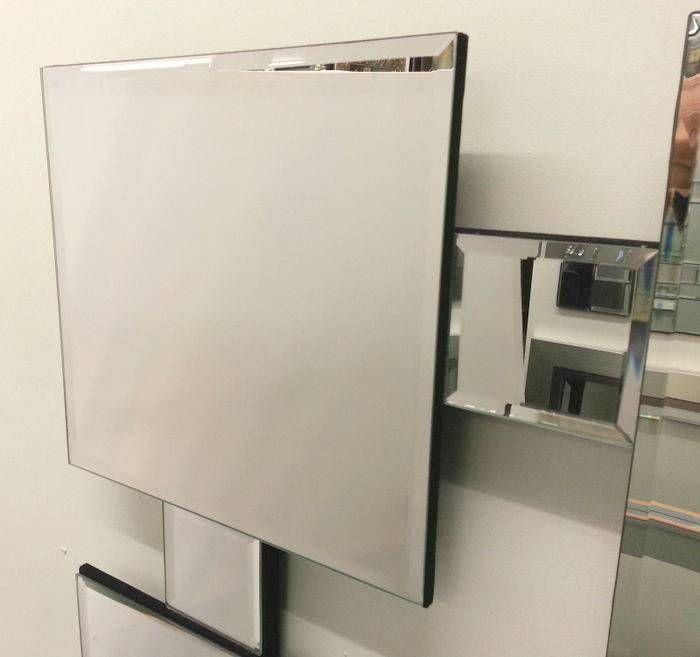 Art Deco 9 Square Panel Wall Mirror Bevelled Edge 91x91cm Inside Large Bevelled Edge Mirrors (View 15 of 30)
