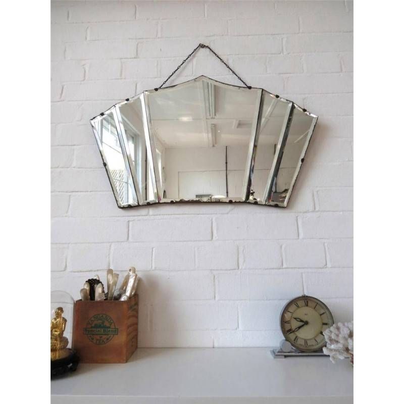 Art Deco Mirror Large. . Large Vintage Art Deco Mirror With Within Vintage Bevelled Edge Mirrors (Photo 4 of 30)