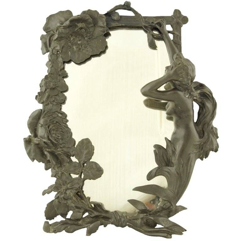 Art Nouveau Table Mirror With Lady And Flowersr. C. Peyre With Regard To Art Nouveau Mirrors (Photo 17 of 20)