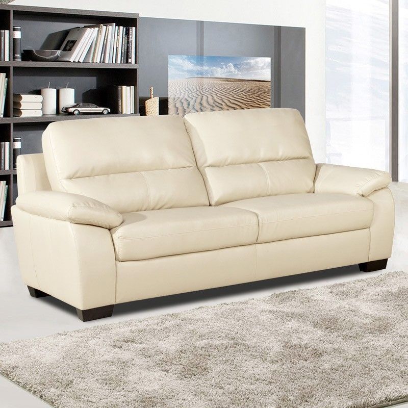 Artena Ivory Leather High Back Sofa Collection Within Ivory Leather Sofas (View 15 of 15)