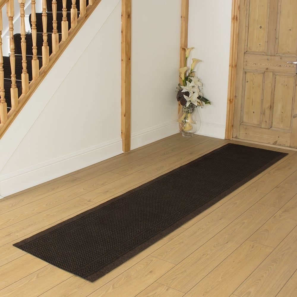 Aztec Dark Brown Hallway Carpet Runner Rug Mat For Long Hall Intended For Carpet Runners Hallways (Photo 14 of 20)