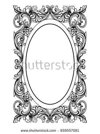 Baroque Rococo Mirror Frame Decor Vector Stock Vector 424889143 Throughout Black Victorian Style Mirrors (View 28 of 30)