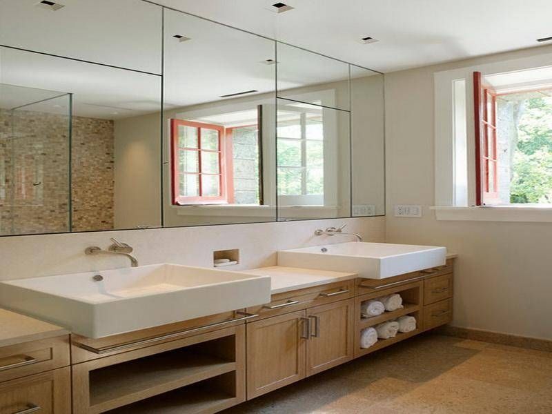 Bathroom Ideas: Large Frameless Bathroom Wall Mirrors With Double Within Unframed Wall Mirrors (View 12 of 30)