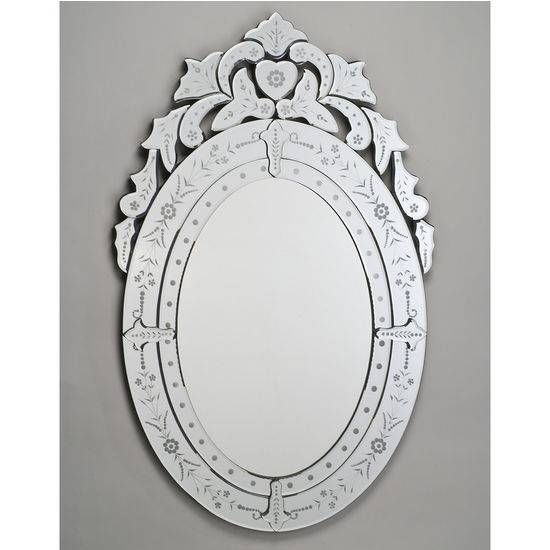 Bathroom Mirror – Traditional Oval Wall Mirror With Cut And Etched In Venetian Wall Mirrors (Photo 10 of 20)