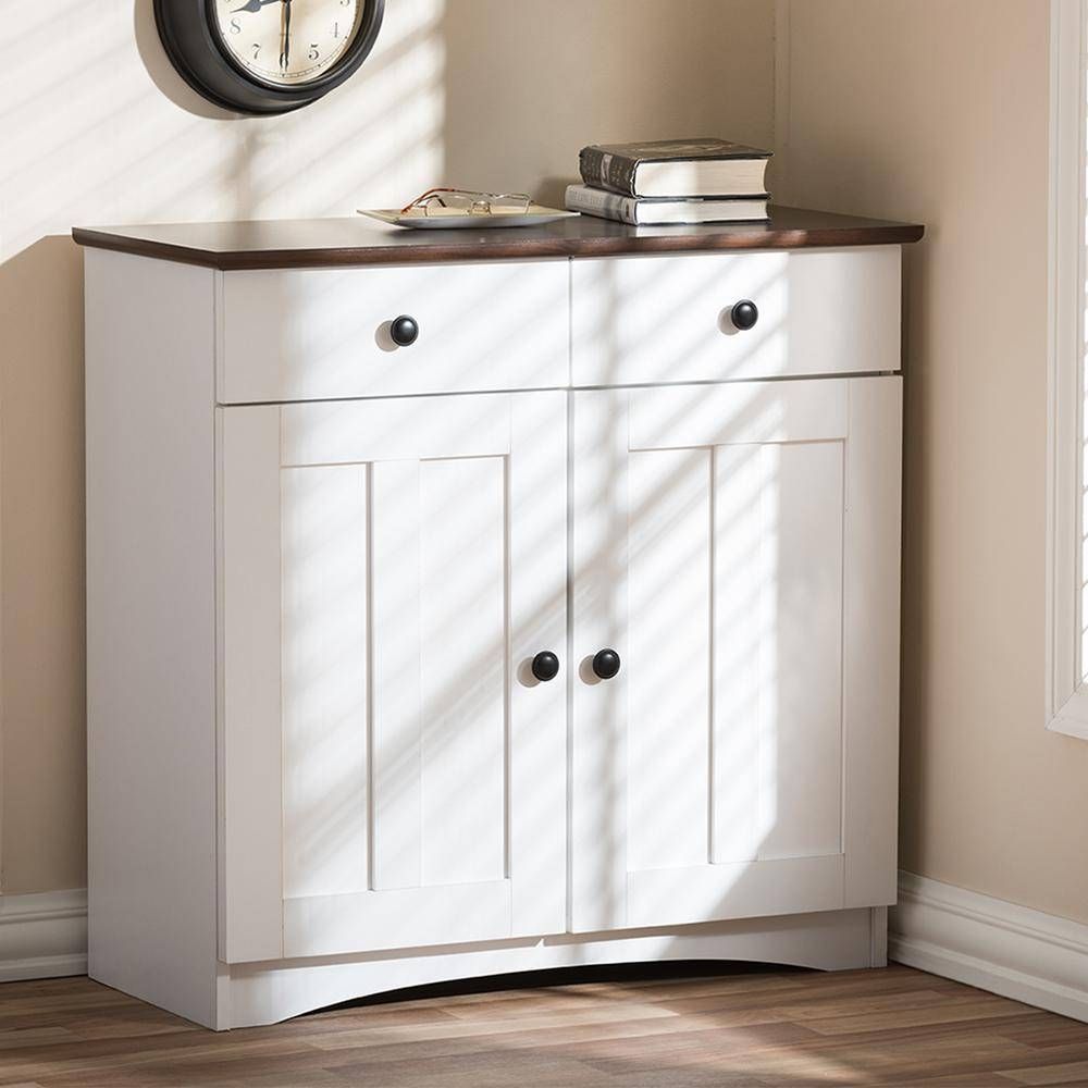Baxton Studio Lauren Contemporary 30.42 In. H X 31.2 In. W White Pertaining To White Wood Sideboard (Photo 17 of 20)
