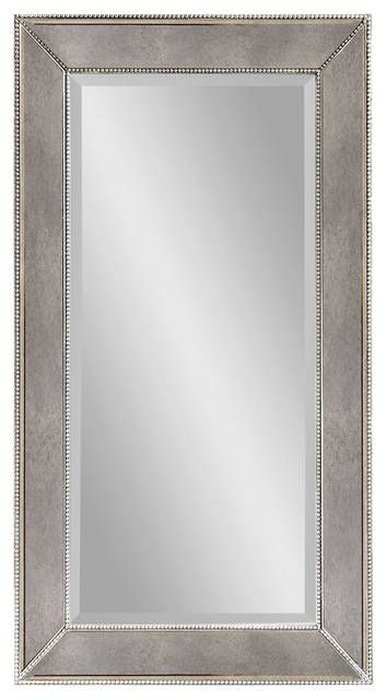 Beaded Antique Silver Rectangle Wall Mirror – Traditional – Wall Regarding Rectangular Silver Mirrors (View 2 of 30)