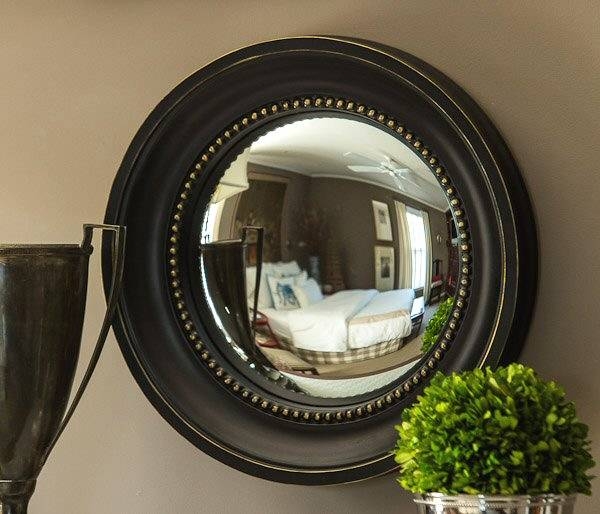 Black And Gold Colonial Convex Wall Mirror – Wall Decor – Dessau Within Black Convex Mirrors (Photo 1 of 20)