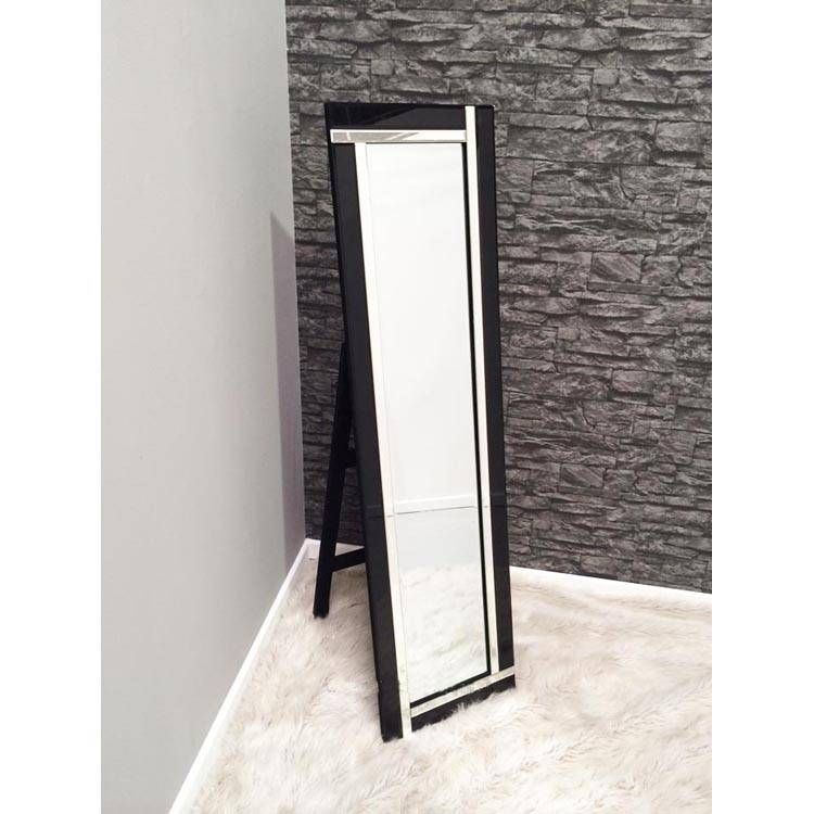 Black Glass Framed Cheval Mirror – 150 X 40 Cm Black & Glass Intended For Modern Cheval Mirrors (View 7 of 20)