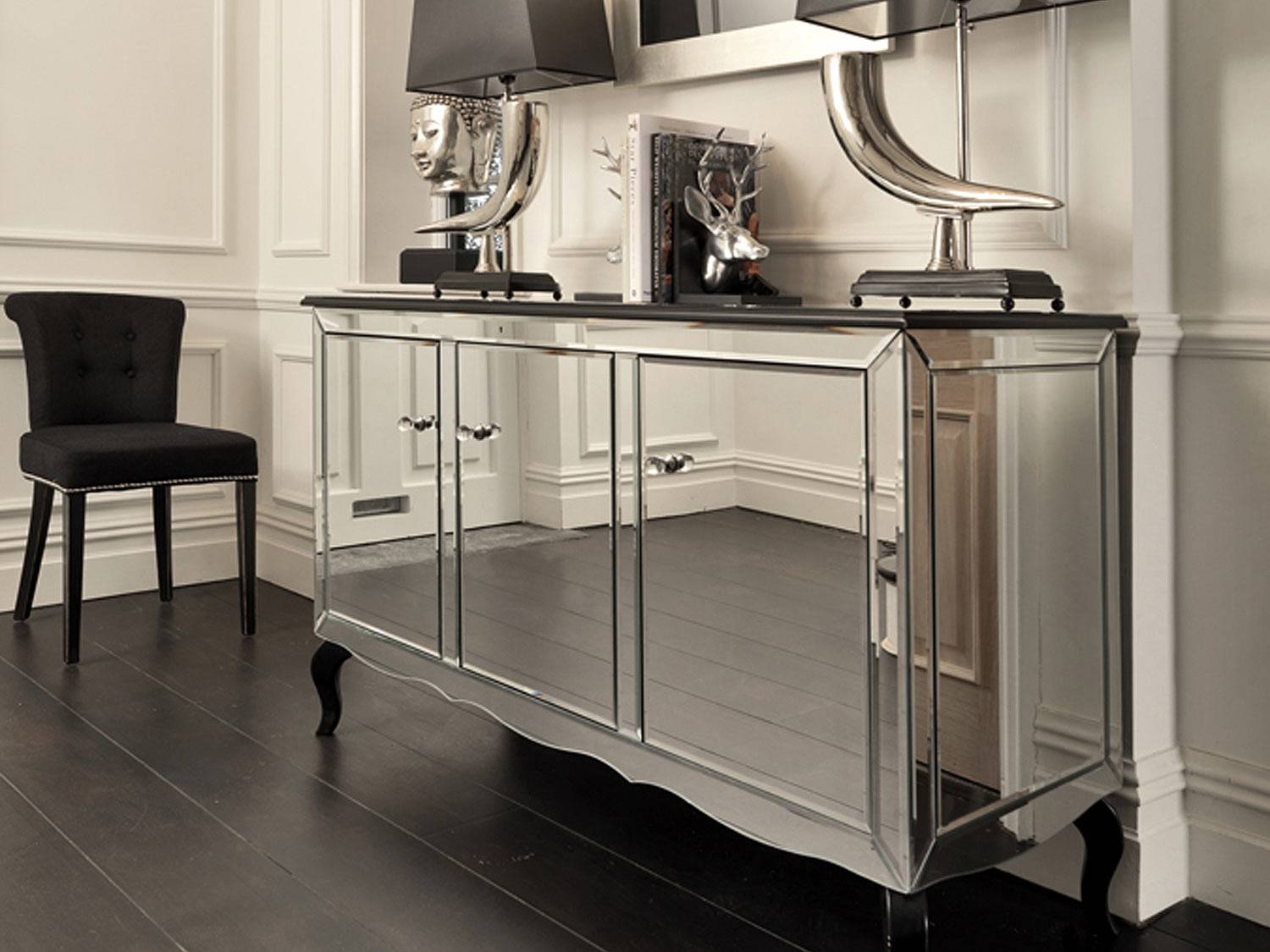 Black Orchid | Mirrored Sideboard | Black Gloss Cabinet Throughout Mirrored Sideboard (Photo 6 of 20)