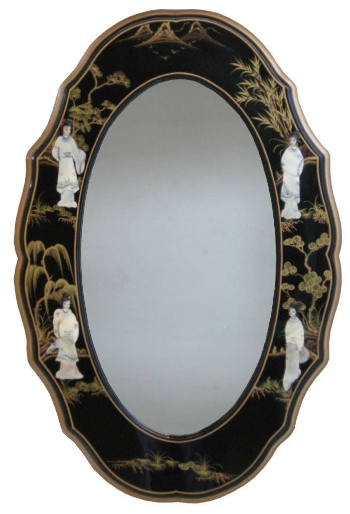 Blandsdirect :: Oriental Furniture :: Black Lacquer Mother Of Inside Chinese Mirrors (Photo 9 of 20)