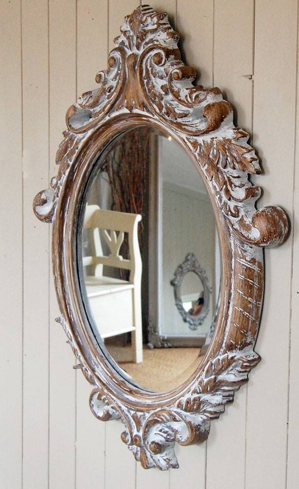 Bowley & Jackson French Shabby Chic Wooden Ornate Oval Mirror Throughout French Chic Mirrors (Photo 1 of 30)