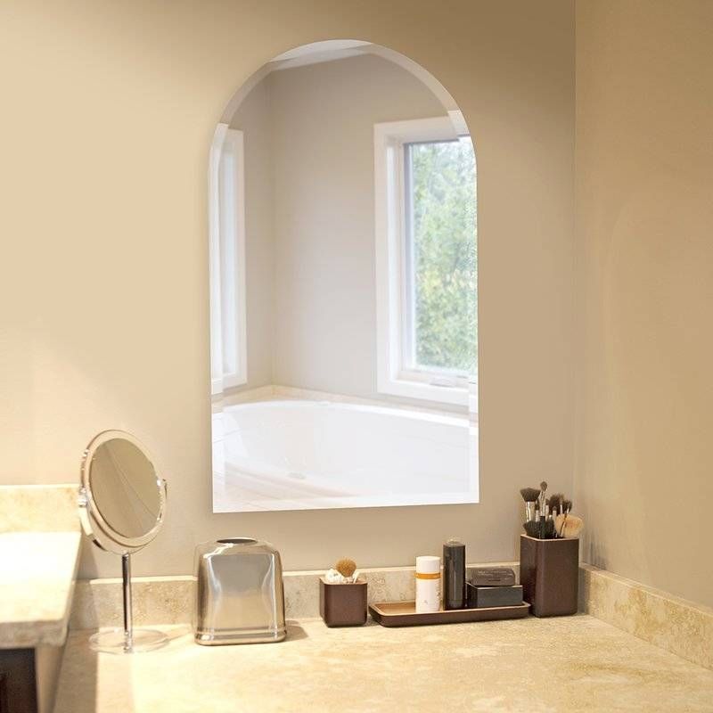 Brayden Studio Frameless Arched Wall Mirror & Reviews | Wayfair Within Arched Wall Mirrors (View 9 of 20)
