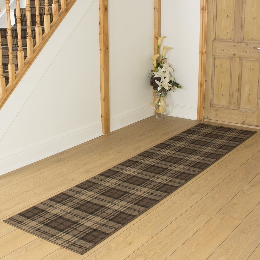 Brown Hallway Carpet Runner Tartan For Runner Hallway Rugs (View 16 of 20)