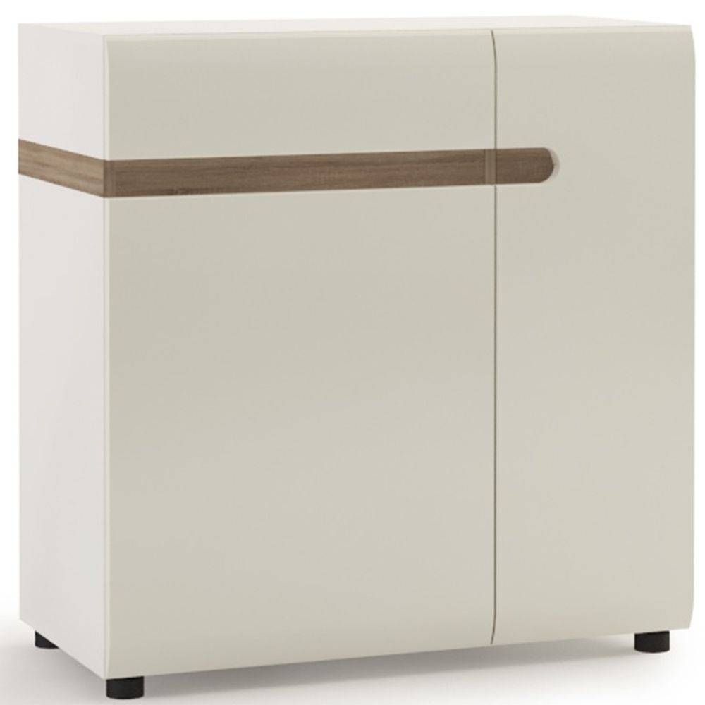 Buy Chelsea White High Gloss Sideboard With Truffle Oak Trim With Cheap White High Gloss Sideboard (View 7 of 20)