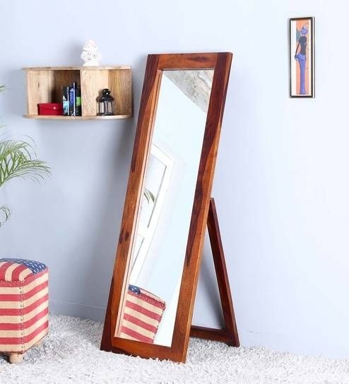 Buy Honey Finish Sheesham Wood Full Length Floor Mirror With Stand For Long Brown Mirrors (View 15 of 20)