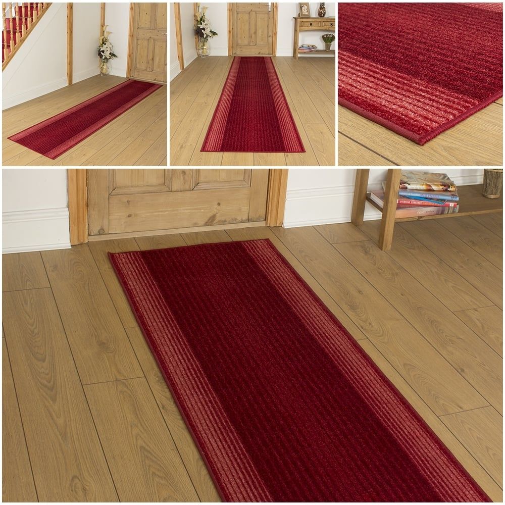 Capitol Red Hallway Carpet Runner Rug Mat Long Hall Anti Non Intended For Red Hallway Runners (View 6 of 20)