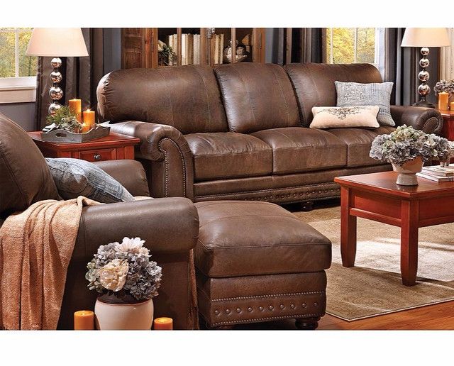 Carson Full Grain Leather Sofa Group Traditional Denver Regarding Full Grain Leather Sofas (View 7 of 15)