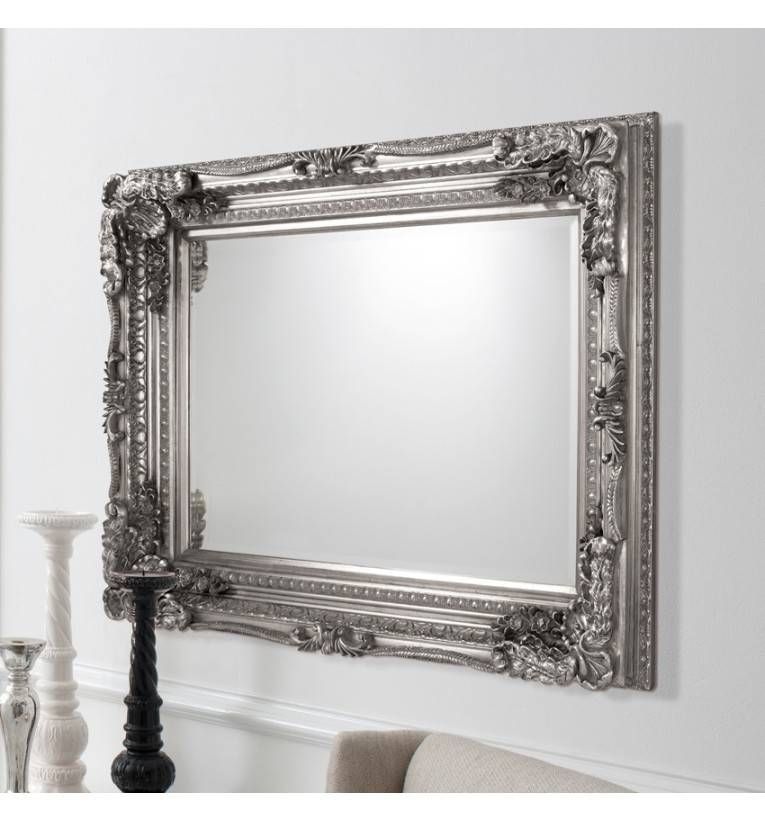 Carved Louis Mirror Silver | Silver French Style Mirror | Elegant In French Style Mirrors (Photo 6 of 30)