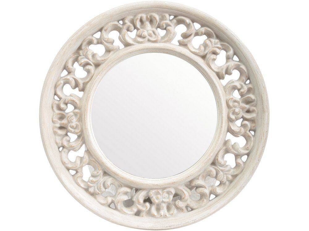 Carved Round Cream Mirror | Ornate Round Mirror | Libra Talia Grey Within Ornate Round Mirrors (View 14 of 20)