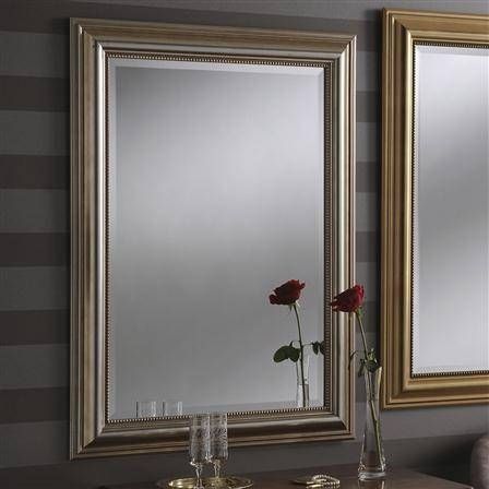 Champagne Silver Rectangular Wall Mirror With Beading 170 X 79cm With Regard To Champagne Wall Mirrors (Photo 3 of 20)