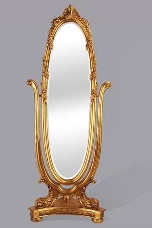 China Antique Gold Dressing Up Oval Shape Framed Standing Mirror Throughout Gold Standing Mirrors (View 13 of 30)