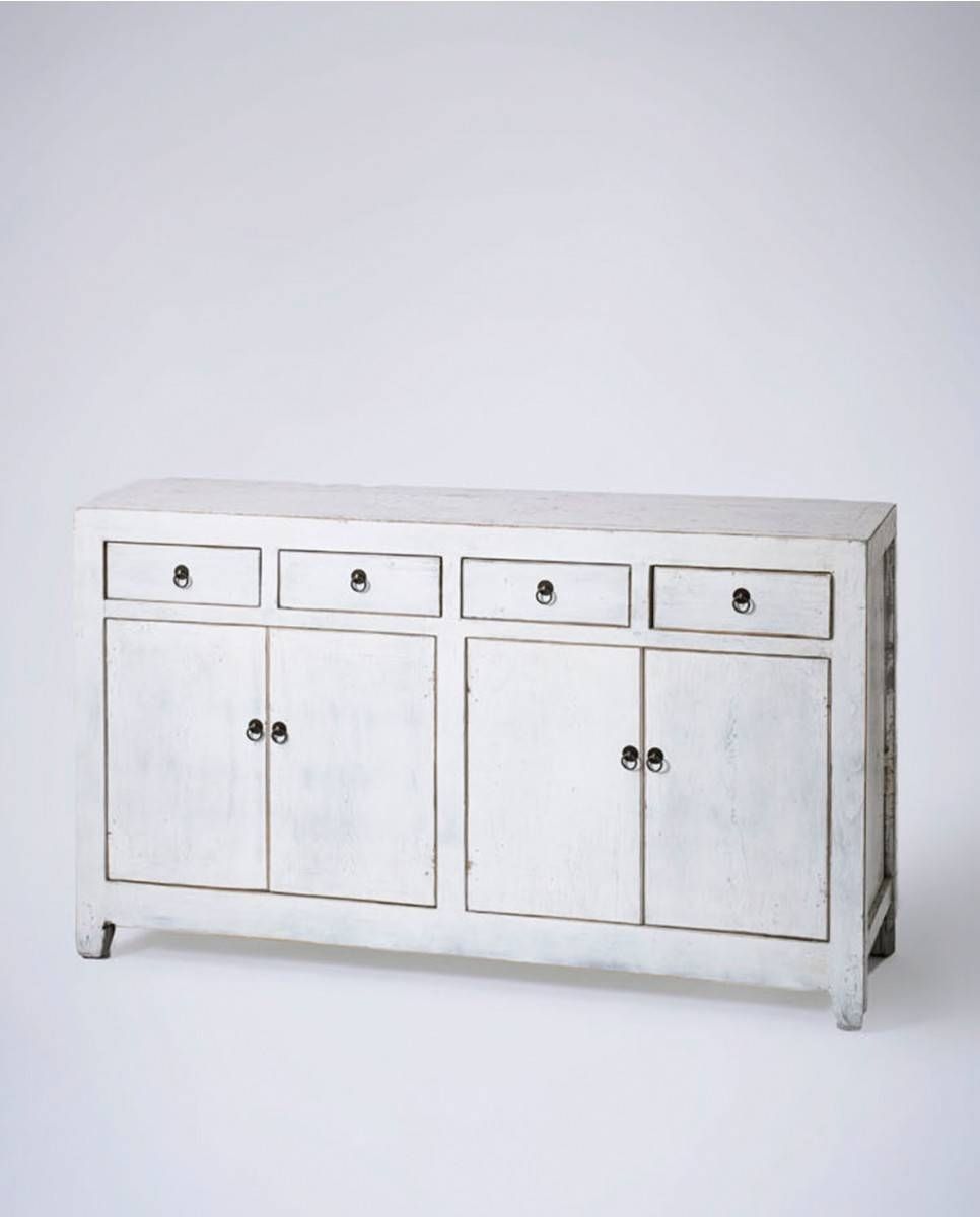 Chinese Sideboard 4 Door, Contemporary White Wood Intended For White Wood Sideboard (View 2 of 20)