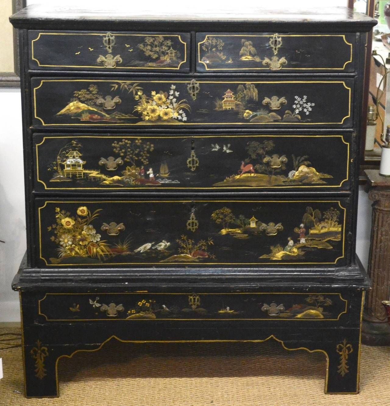 Chinoiserie Two Over Three Drawer Dresser For Sale At 1stdibs Pertaining To Chinoiserie Sideboard (Photo 6 of 20)