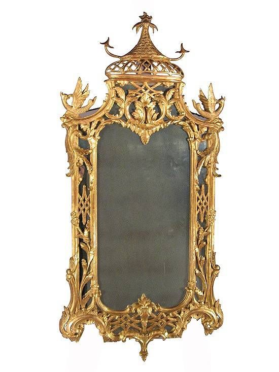 Chippendale Style Giltwood Mirror With Aged Glass, Reproduction Intended For Reproduction Mirrors (View 3 of 20)