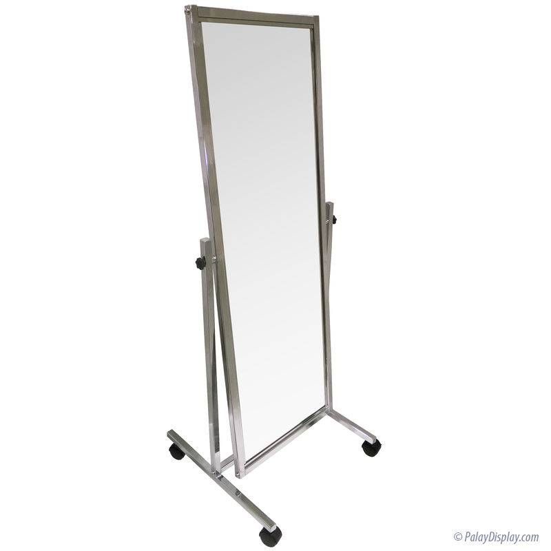 Chrome Floor Mirror With Casters – Floor Mirror – Mirrors Regarding Chrome Floor Mirrors (Photo 9 of 20)
