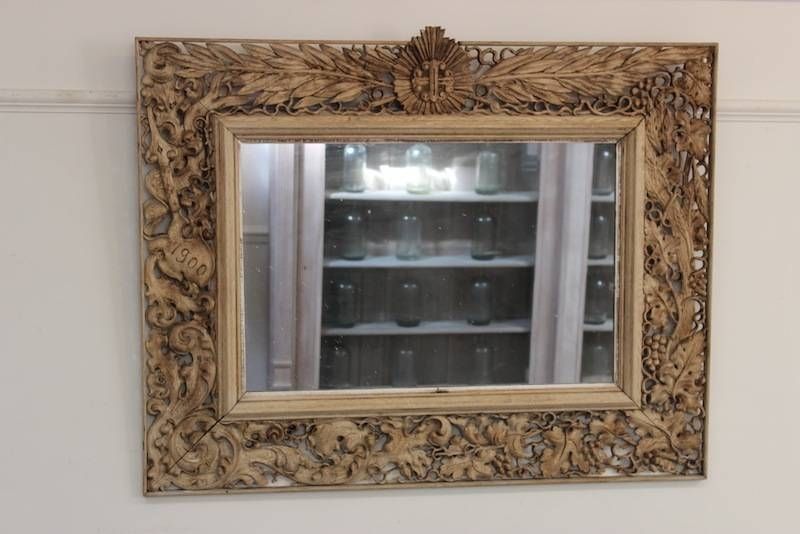 Circa 1900 Bleached Oak Carved Italian Mirror – Square Mirrors Throughout Oak Mirrors (Photo 14 of 20)