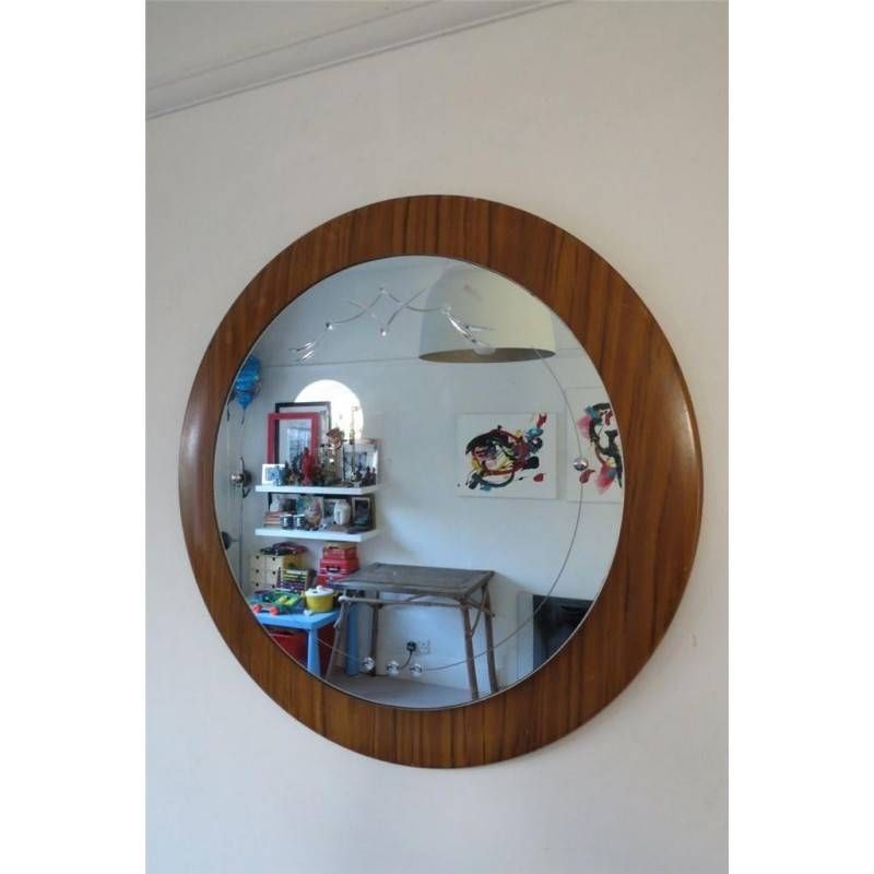 Circular Retro Vintage Wall Mirror With Melamine Frame 61cm With Regard To Retro Wall Mirrors (Photo 8 of 20)