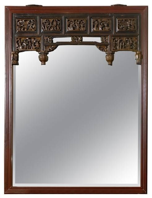 Consigned Carved Chinese Mirror – Asian – Wall Mirrors  Franya Throughout Chinese Mirrors (Photo 2 of 20)
