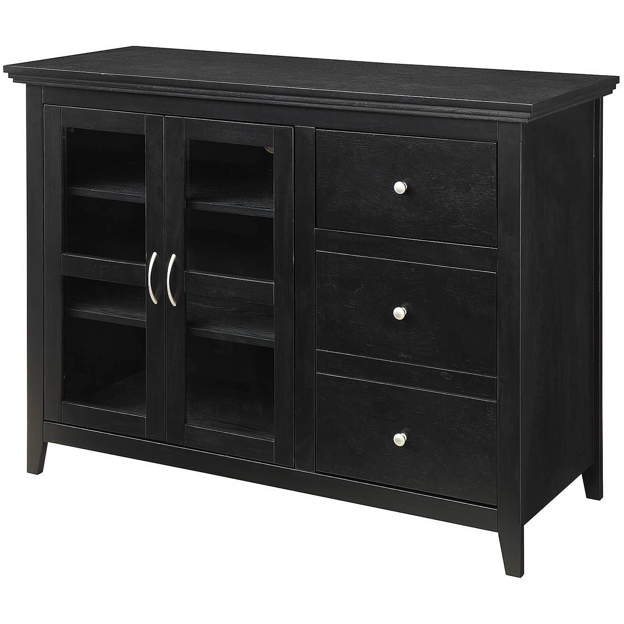 Convenience Concepts Sierra Highboy Tv Stand For Tvs Up To 50 For Black Wood Sideboard (Photo 16 of 20)