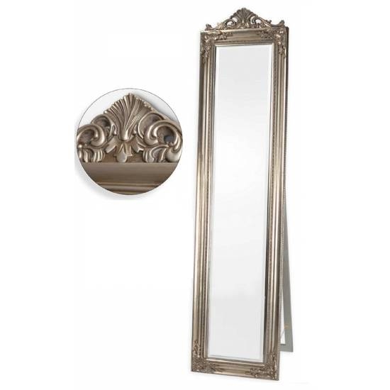 Coronet Antique Silver Cheval Mirror, M1337 17488 Furniture With Regard To Silver Cheval Mirrors (Photo 1 of 20)