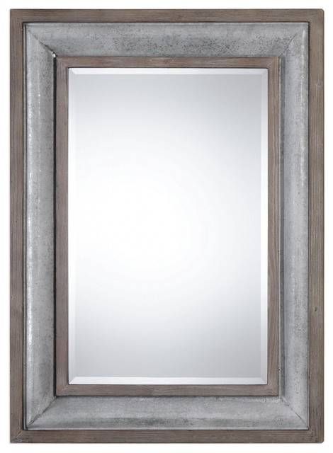 Cottage Chic Galvanized Metal Wall Mirror, Vintage Style 45 Pertaining To Vintage Style Mirrors (Photo 14 of 20)