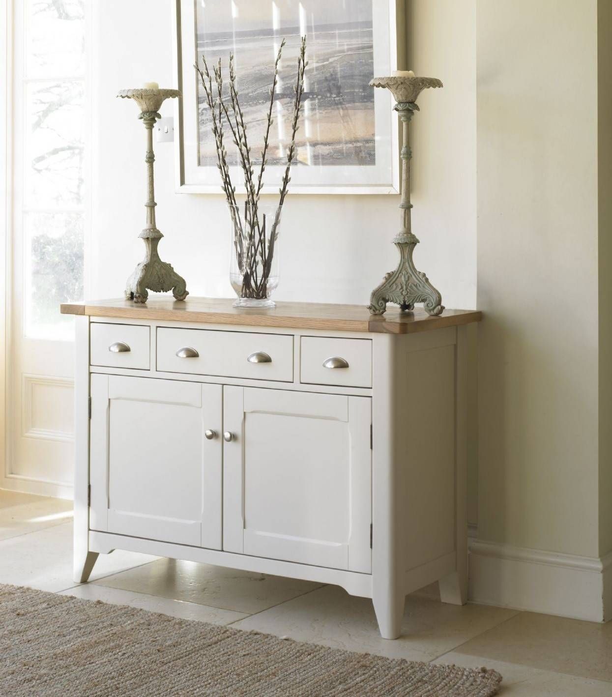 Cottage Oak And Painted Small Sideboard | Oak Furniture Uk Within Small White Sideboard (Photo 18 of 20)