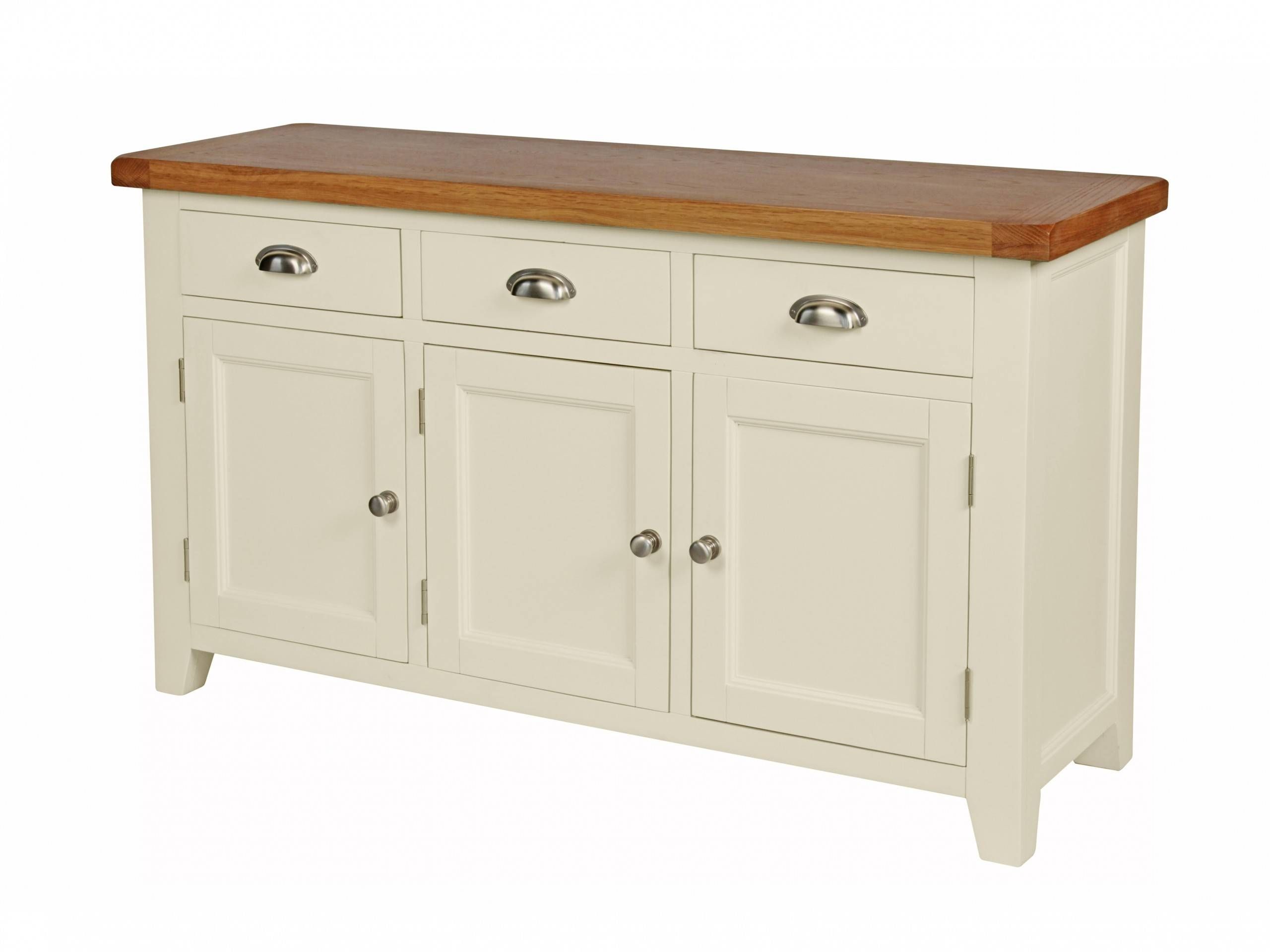 Country Cottage 140cm Cream Painted Large Oak Sideboard For Cream Sideboard (View 1 of 20)