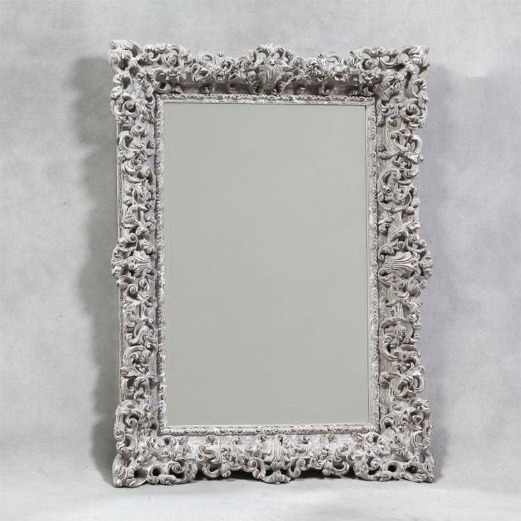 Country Grey Ornate Framed Mirror 120x90cm Country Grey Ornate Within Silver Ornate Framed Mirrors (Photo 5 of 20)