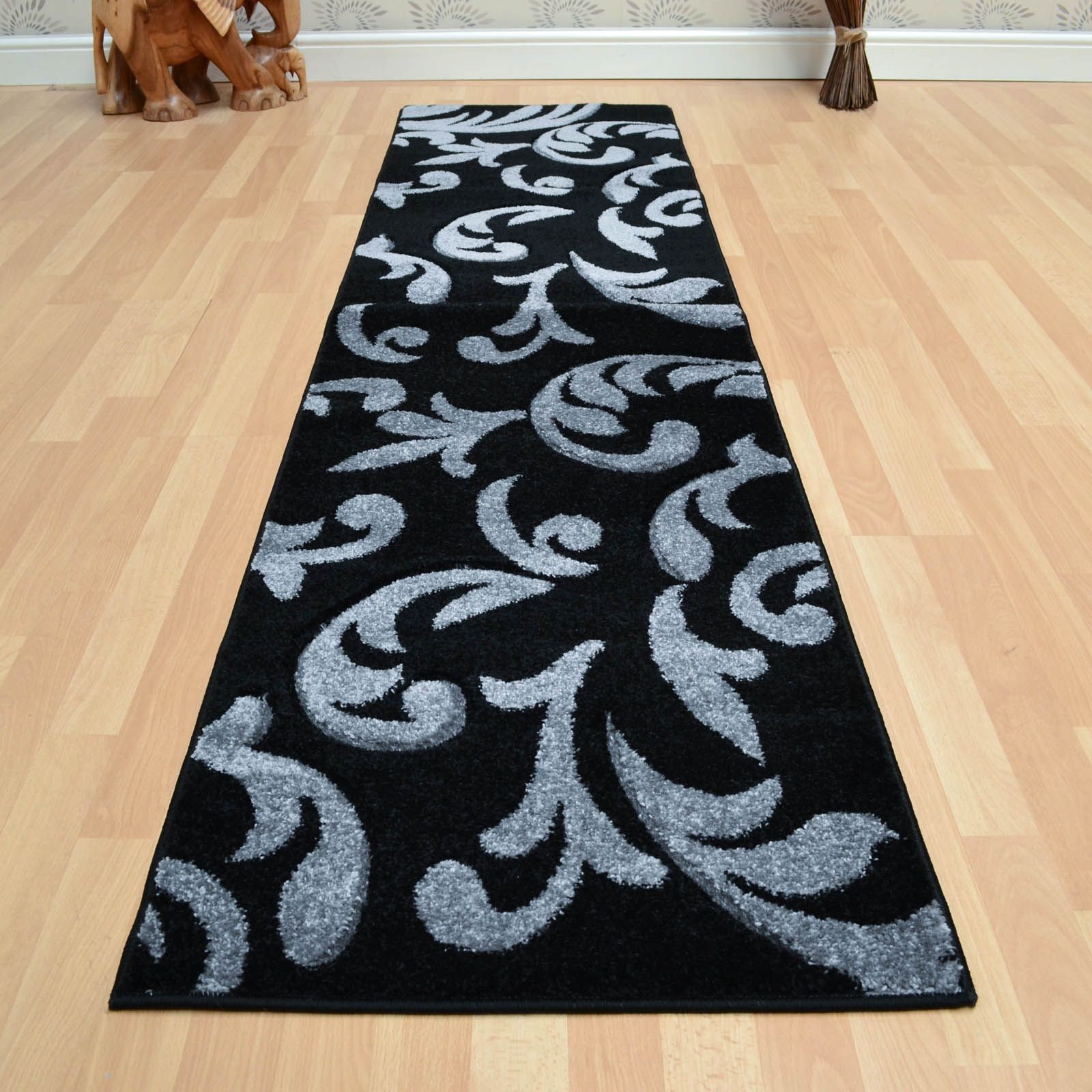 Couture Hallway Runners Cou08 Black Grey Free Uk Delivery The Regarding Hallway Runners Black And Grey (View 18 of 20)