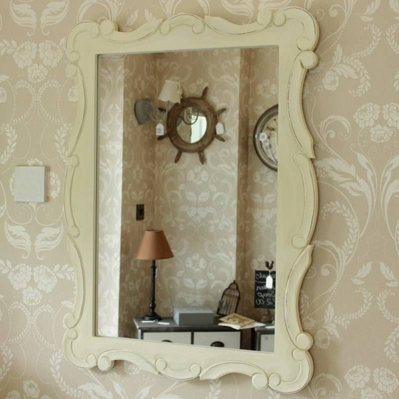 Cream Distressed Wall Mirror – Melody Maison® Within Cream Wall Mirrors (Photo 1 of 20)
