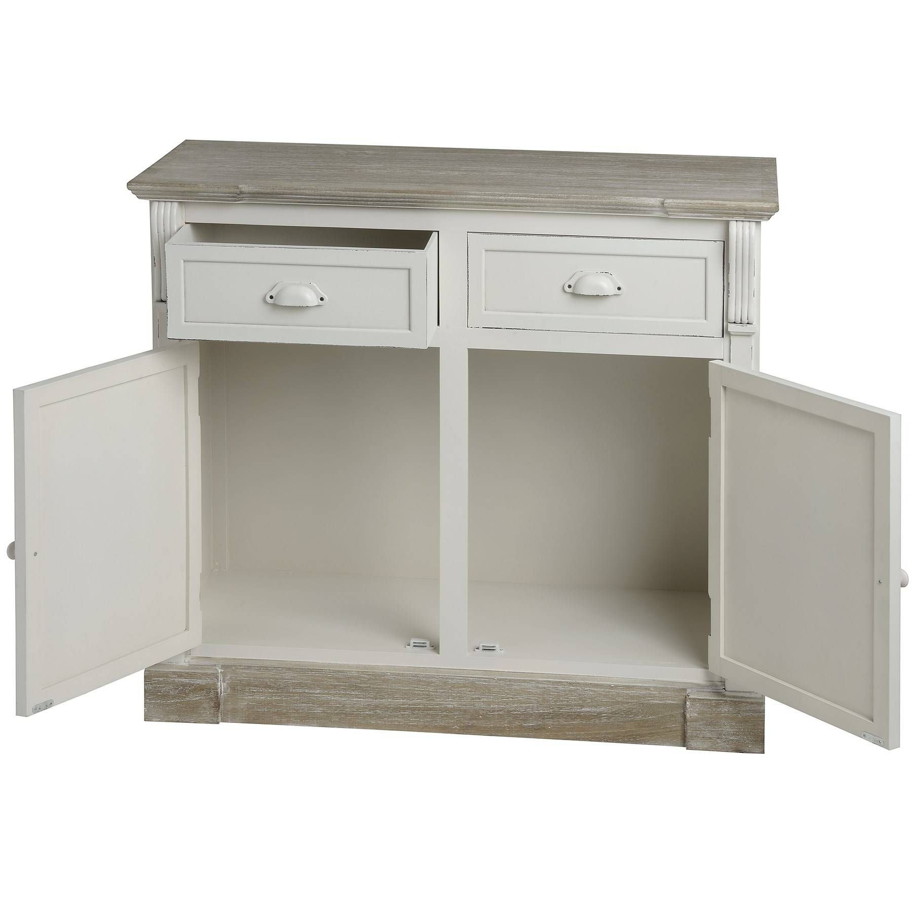 Cream Wood 2 Drawer, 2 Door Sideboard Storage Cupboard – Lyon For Cream Sideboard (View 2 of 20)