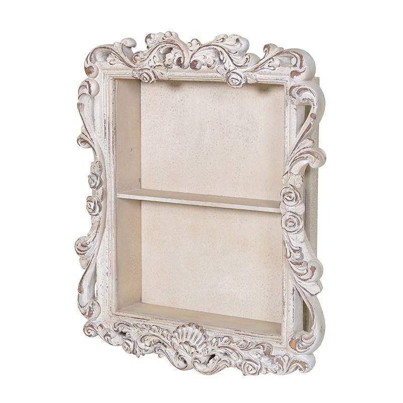 Cream Wooden Shabby Chic Ornate Wall Shelf Unit | Mulberry Moon With Regard To Shabby Chic Cream Mirrors (View 15 of 20)