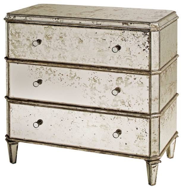Currey And Company 4204 Antique Mirror Traditional Chest Of For Bedside Tables Antique Mirrors (View 4 of 20)