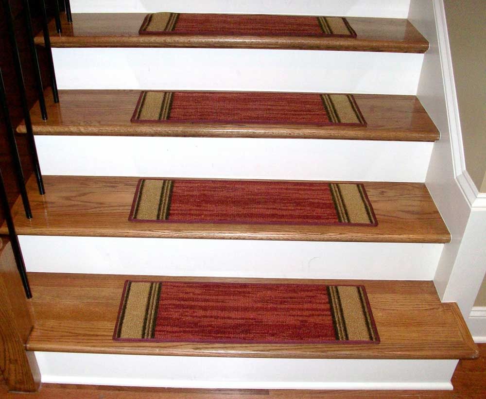 Decor Using Captivating Stair Treads For Alluring Home Decoration Inside Braided Carpet Stair Treads (Photo 13 of 20)