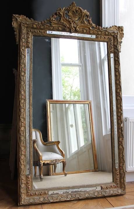 Decorative Large Antique French Mirrorthe Vintage Trader Intended For Large Antique Mirrors (Photo 14 of 30)