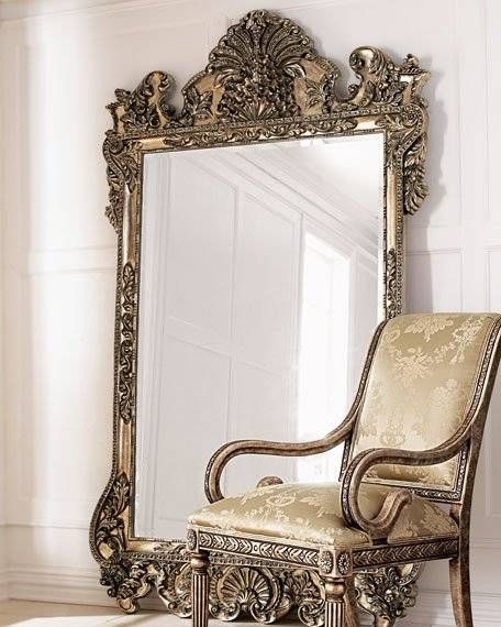 Decorative Wall Mirrors & Floor Mirrors At Horchow Inside White Baroque Floor Mirrors (View 5 of 20)