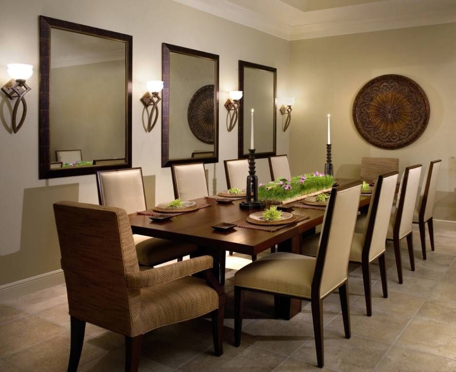 Dining Room Gorgeous Dining Room Design With Long Rectangular Within Long Brown Mirrors (Photo 20 of 20)