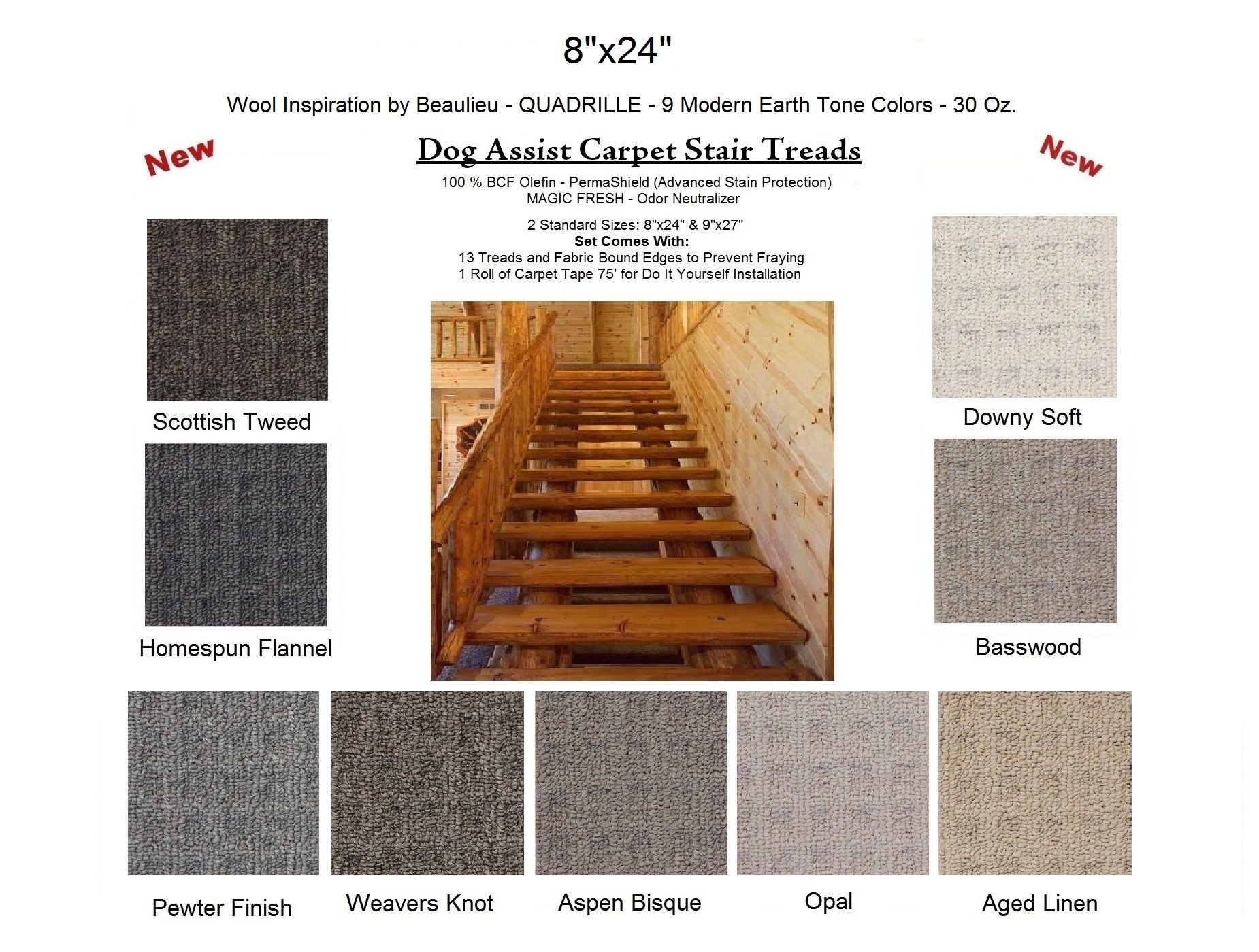 Dog Assist Carpet Stair Treads Regarding Fabric Stair Treads (View 3 of 20)