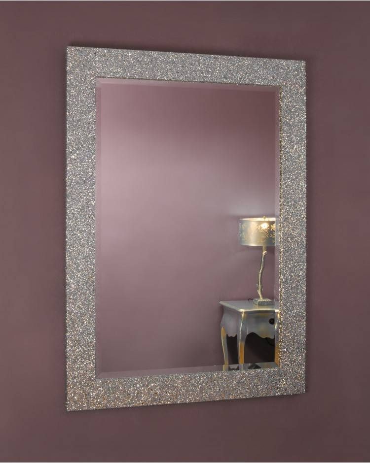 Eastwell Modern Silver Glitter Frame Mirror Pertaining To Glitter Wall Mirrors (View 14 of 30)